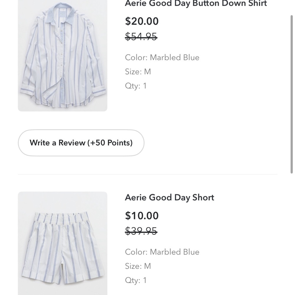 aerie good day short set Blue & White Striped Button-Up Shirt and shorts
